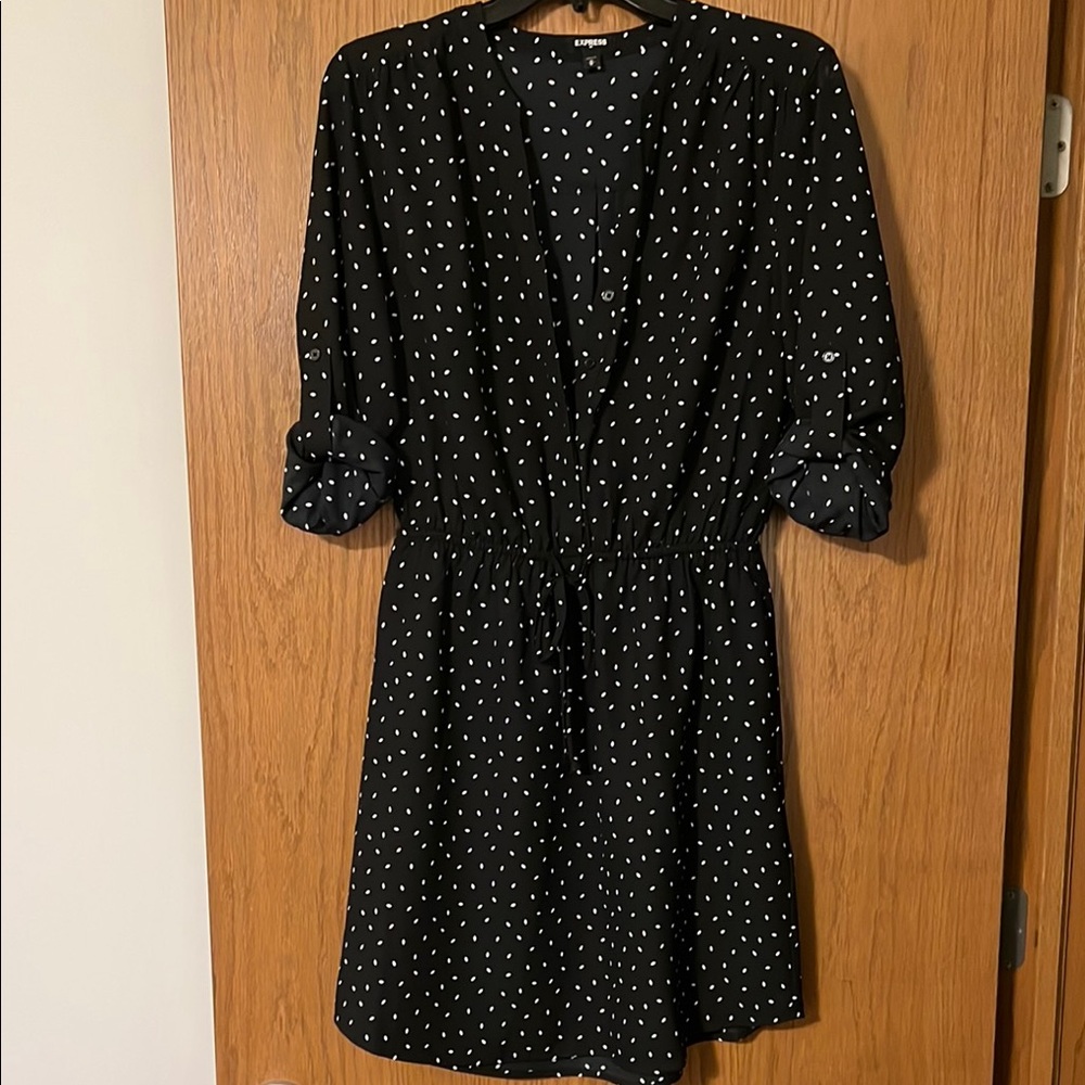 Elegant Black Polka Dot Dress
